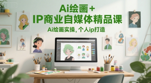 Ai绘画+IP商业自媒体精品课，Ai绘画实操，个人ip打造-AI创作学习-提示词应用-短视频玩法超体AI酒吧