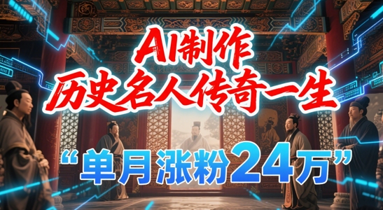 用AI制作历史名人传奇一生，单月涨粉24W，涨粉+变现赛道黑马-AI创作学习-提示词应用-短视频玩法超体AI酒吧