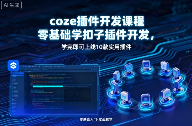 coze插件开发课程，零基础学扣子插件开发，学完即可上线10款实用插件-AI创作学习-提示词应用-短视频玩法超体AI酒吧