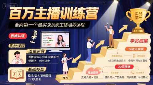 百万主播训练营，全网第一个最实战系统主播培养课程-AI创作学习-提示词应用-短视频玩法超体AI酒吧