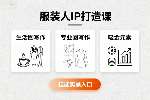 服装人IP打造课，文案创富+生活圈写作+专业圈写作+服装人专属+吸金元素+技能实操-AI创作学习-提示词应用-短视频玩法超体AI酒吧