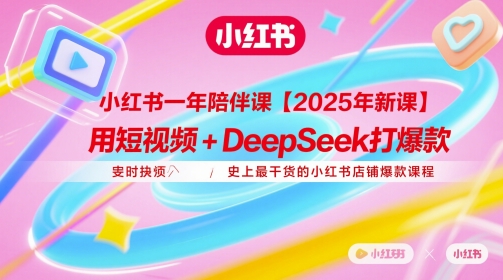 小红书一年陪伴课【2025年新课】，用短视频+deepSeek打爆款，史上最干货的小红书店铺爆款课程-AI创作学习-提示词应用-短视频玩法超体AI酒吧
