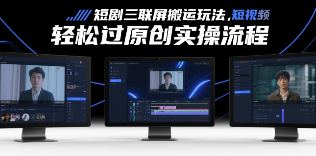 右豹：短剧三联屏搬运玩法，短剧搬运轻松过原创实操流程-AI创作学习-提示词应用-短视频玩法超体AI酒吧