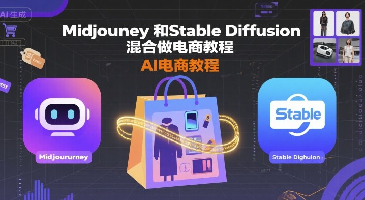 Midjourney和Stable Diffusion混合做电商教程-ai电商教程-AI创作学习-提示词应用-短视频玩法超体AI酒吧