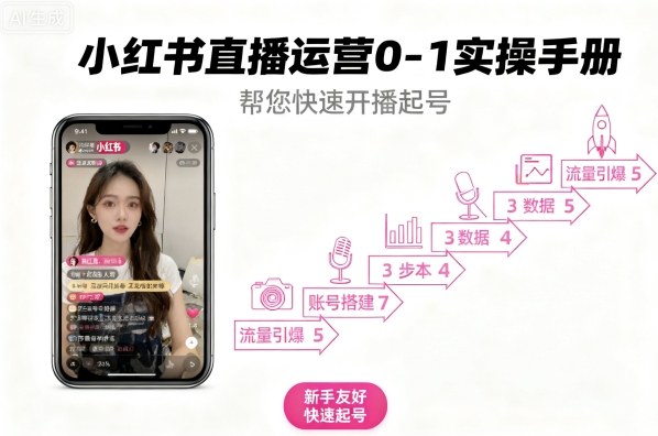 小红书直播运营0-1实操手册，帮您快速开播起号-AI创作学习-提示词应用-短视频玩法超体AI酒吧