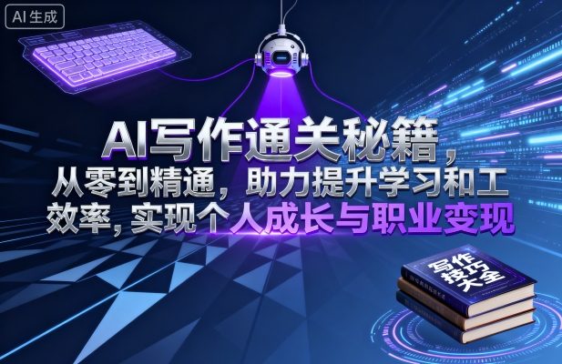 AI写作通关秘籍：助力提升学习和工作效率，实现个人成长与职业变现-AI创作学习-提示词应用-短视频玩法超体AI酒吧