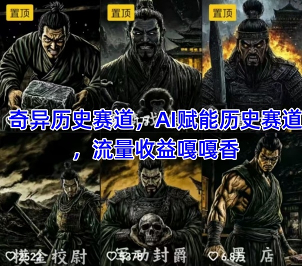 AI赋能历史赛道，流量收益嘎嘎香，狂撸伙伴计划-AI创作学习-提示词应用-短视频玩法超体AI酒吧
