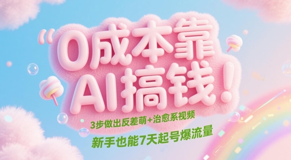 利用AI3步做出反差萌+治愈系视频，新手也能7天起号爆流量-AI创作学习-提示词应用-短视频玩法超体AI酒吧