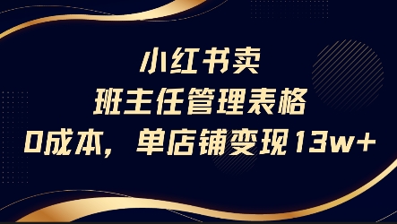 虚拟项目：小红书卖班主任管理表格，0成本单店变现13w-AI创作学习-提示词应用-短视频玩法超体AI酒吧
