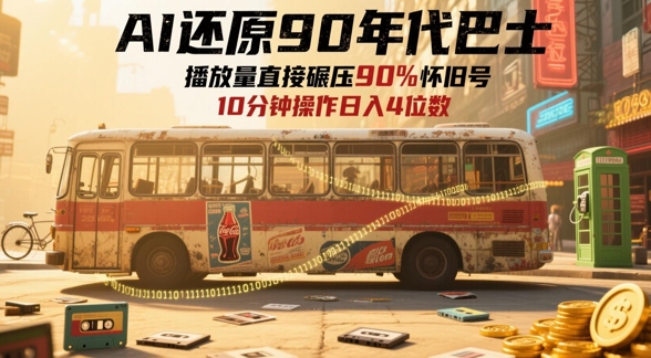 AI还原90年代巴士，一帧就让70后泪崩，播放量直接碾压90%怀旧号-AI创作学习-提示词应用-短视频玩法超体AI酒吧