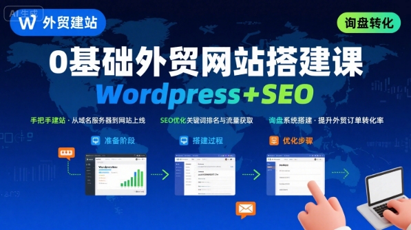 WordPress外贸建站+SEO优化课程，手把手教你从0到1搭建可获得询盘的外贸网站-AI创作学习-提示词应用-短视频玩法超体AI酒吧