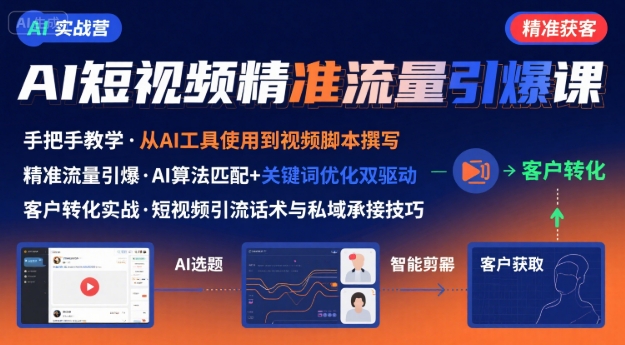 AI+短视频引爆精准客户实战营，手把手教你引爆Ai短视频精准流量-AI创作学习-提示词应用-短视频玩法超体AI酒吧