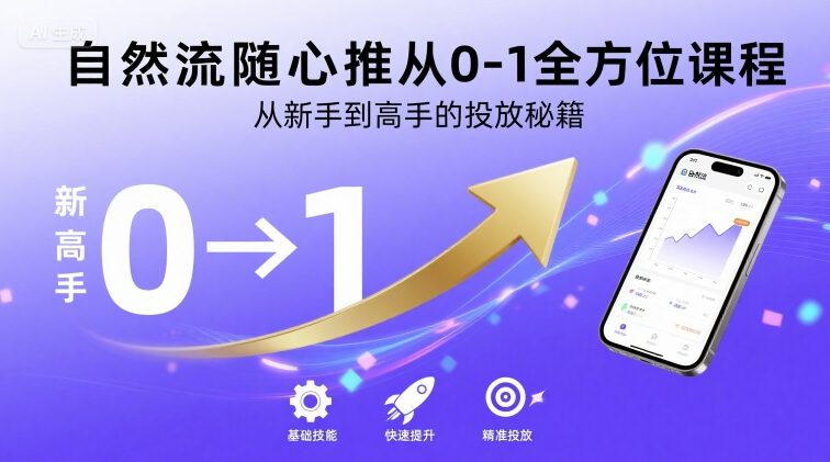 自然流：随心推从0-1全方位课程，从新手到高手的投放秘籍-AI创作学习-提示词应用-短视频玩法超体AI酒吧