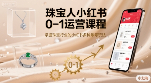 珠宝人小红书0-1运营课程，掌握珠宝行业的小红书多种账号玩法-AI创作学习-提示词应用-短视频玩法超体AI酒吧