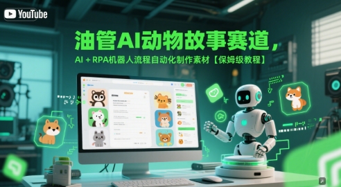 YouTube动物故事赛道解析，AI+RPA机器人流程自动化制作素材【保姆级教程】-AI创作学习-提示词应用-短视频玩法超体AI酒吧