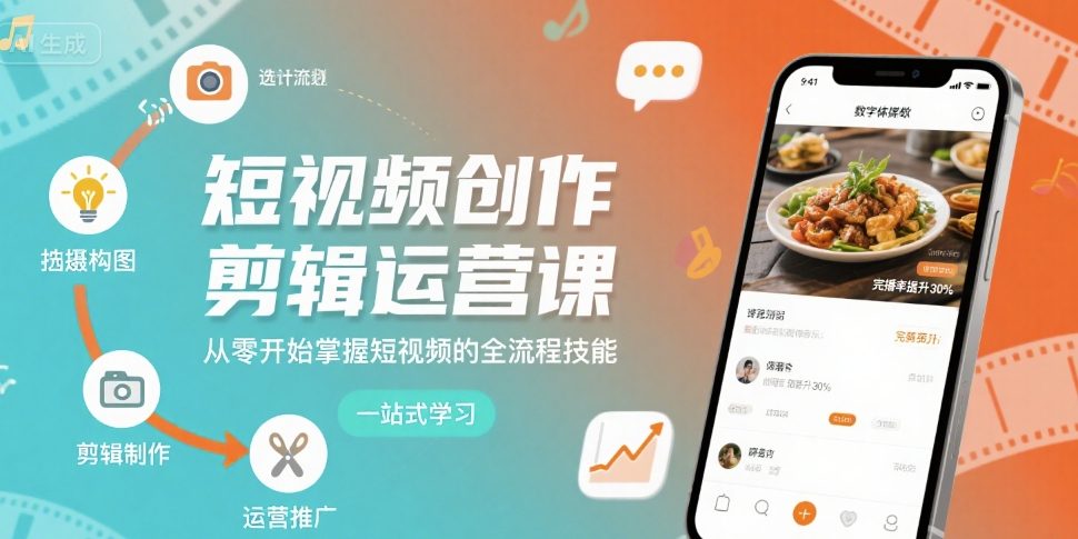 短视频创作剪辑运营课，从零开始掌握短视频的全流程技能-AI创作学习-提示词应用-短视频玩法超体AI酒吧