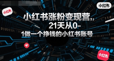 小红书涨粉变现营，21天从0-1做一个挣钱的小红书账号-AI创作学习-提示词应用-短视频玩法超体AI酒吧
