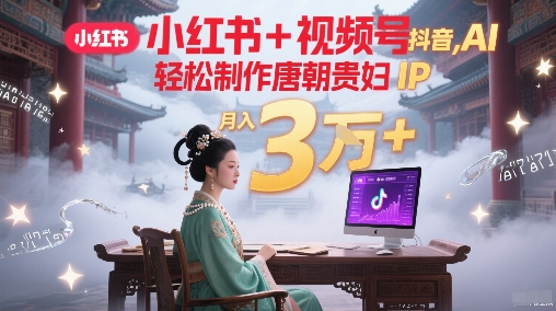 AI轻松制作唐朝贵妇IP，小红书+视频号+抖音，每天30分钟，轻松产出N条【附提示词+素材】-AI创作学习-提示词应用-短视频玩法超体AI酒吧