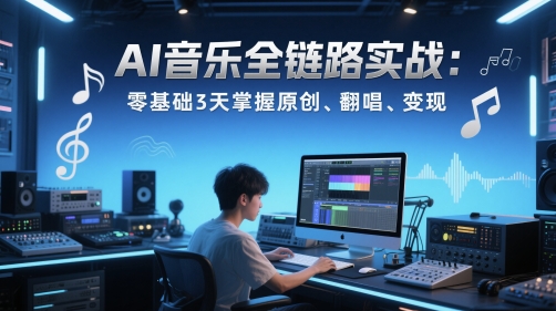 AI音乐全链路：实战变现课，零基础3天掌握【AI音乐的原创、翻唱、变现】-AI创作学习-提示词应用-短视频玩法超体AI酒吧