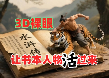 利用AI制作：书本人物裸眼3D视频，保姆级教程-AI创作学习-提示词应用-短视频玩法超体AI酒吧