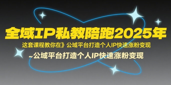 全域IP私教陪跑2025年，这套课程教你在​公域平台打造个人IP快速涨粉变现-AI创作学习-提示词应用-短视频玩法超体AI酒吧