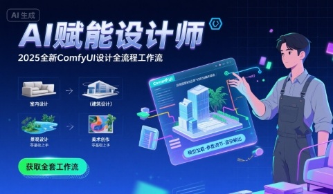 AI赋能设计师， 2025全新comfyui设计全流程工作流 ，室内-建筑-景观-美术-AI创作学习-提示词应用-短视频玩法超体AI酒吧