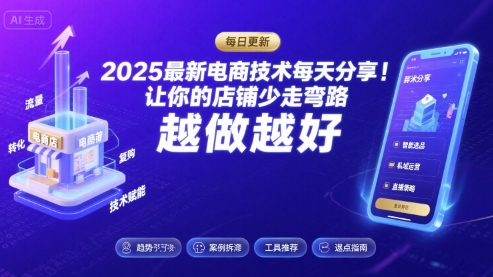 2025最新电商技术每天分享，让你的店铺少走弯路，越做越好(更新8月)-AI创作学习-提示词应用-短视频玩法超体AI酒吧
