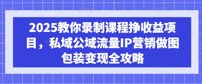 录制课程挣收益项目，私域公域流量IP营销做图包装变现全攻略-AI创作学习-提示词应用-短视频玩法超体AI酒吧