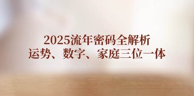 2025流年密码全解析，运势、数字、家庭三位一体-AI创作学习-提示词应用-短视频玩法超体AI酒吧