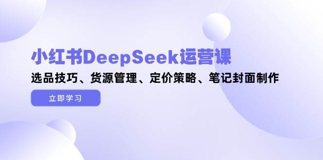 小红书DeepSeek运营课，选品技巧、货源管理、定价策略、笔记封面制作-AI创作学习-提示词应用-短视频玩法超体AI酒吧