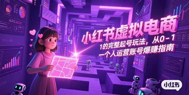 小红书虚拟电商，从0-1的完整起号玩法，一个人运营账号爆赚指南-AI创作学习-提示词应用-短视频玩法超体AI酒吧