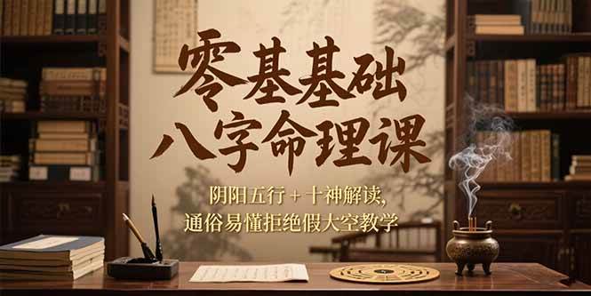 零基础八字命理课，阴阳五行+十神解读，通俗易懂拒绝假大空教学-AI创作学习-提示词应用-短视频玩法超体AI酒吧