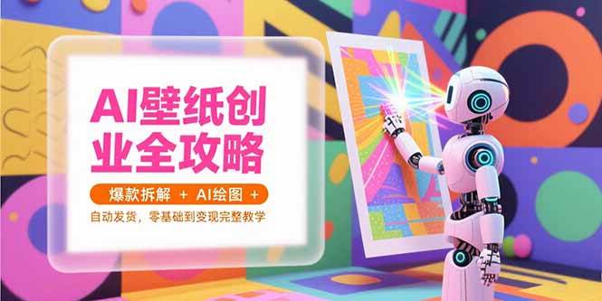 AI壁纸创业全攻略，爆款拆解+AI绘图+自动发货，零基础到变现完整教学+全套资料-AI创作学习-提示词应用-短视频玩法超体AI酒吧