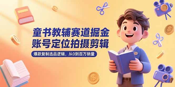 童书教辅赛道掘金，账号定位拍摄剪辑，爆款复制选品逻辑，从0到百万销量-AI创作学习-提示词应用-短视频玩法超体AI酒吧