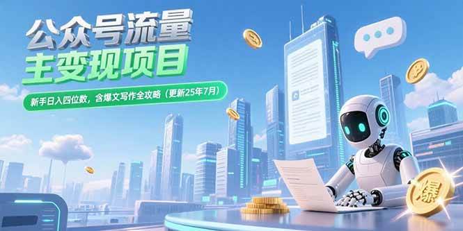 格莱：公众号流量主变现项目：含爆文写作全攻略(更新25年7月)-AI创作学习-提示词应用-短视频玩法超体AI酒吧