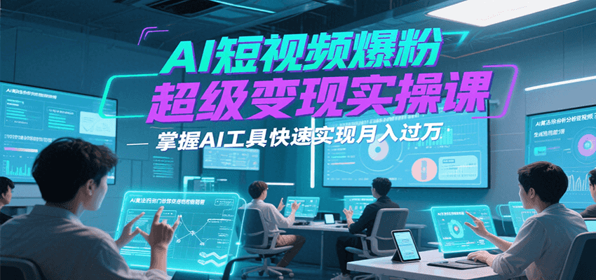 AI短视频爆粉超级变现实操课：一部手机玩转AI流量变现，月入过W-AI创作学习-提示词应用-短视频玩法超体AI酒吧