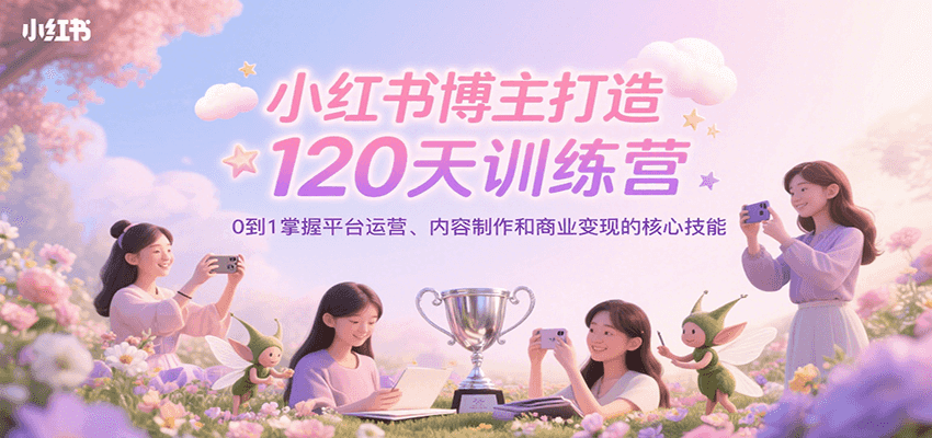 小红书博主打造120天训练营，0到1掌握平台运营、内容制作和商业变现-AI创作学习-提示词应用-短视频玩法超体AI酒吧