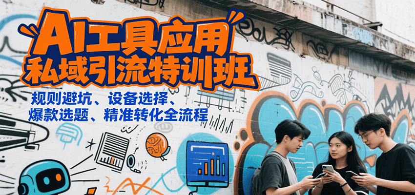 AI工具应用私域引流特训班，规则避坑、设备选择、爆款选题、精准转化全流程-AI创作学习-提示词应用-短视频玩法超体AI酒吧