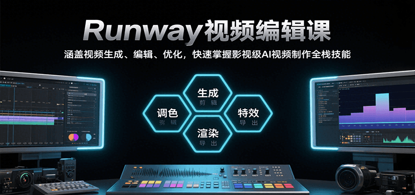 Rumway视频编辑从入门到进阶教程：快速掌握影视级AI视频制作全栈技能-AI创作学习-提示词应用-短视频玩法超体AI酒吧