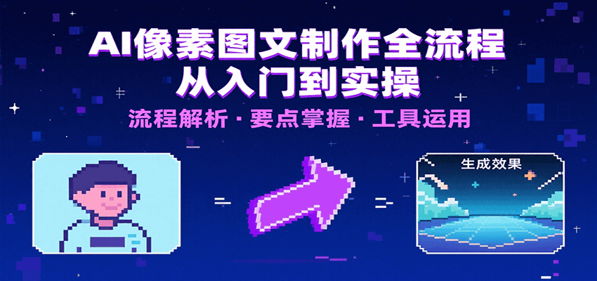 AI像素图文制作全流程：内容要点、文案选择及所用工具，助你快速入局-AI创作学习-提示词应用-短视频玩法超体AI酒吧