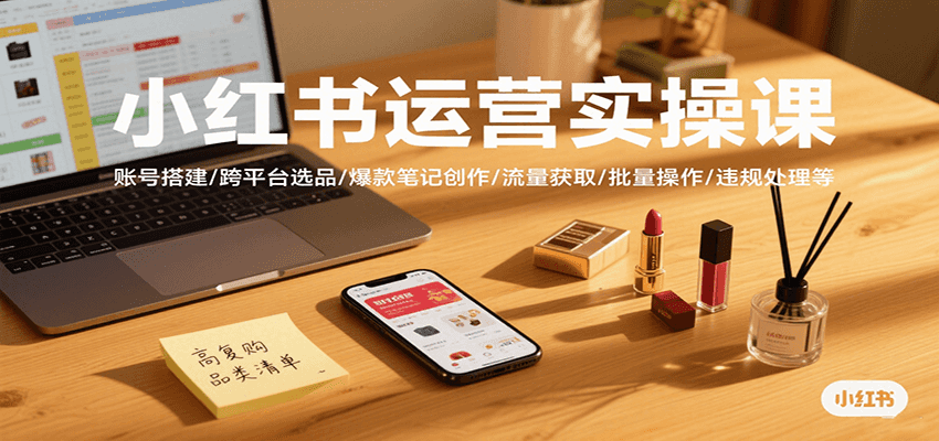 小红书运营实操课，账号搭建/跨平台选品/爆款笔记创作/流量获取/批量操作/违规处理等-AI创作学习-提示词应用-短视频玩法超体AI酒吧