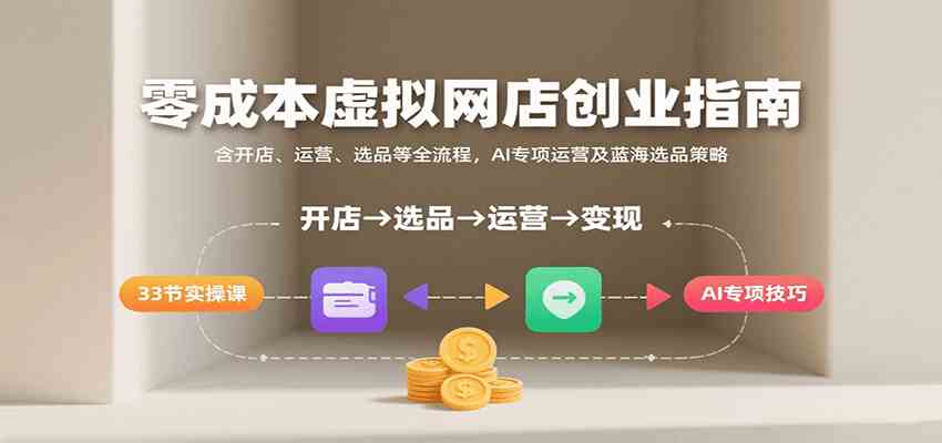 虚拟网店创业指南：含开店、运营、选品等全流程， AI专项运营及蓝海选品策略-AI创作学习-提示词应用-短视频玩法超体AI酒吧
