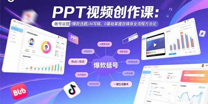 用PPT制作自媒体视频：账号运营/爆款选题/AI写稿，0基础掌握自媒体全流程方法论-AI创作学习-提示词应用-短视频玩法超体AI酒吧