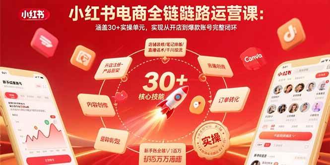 小红书电商全链路运营课：涵盖30+实操单元，实现从开店到爆款账号完整闭环-AI创作学习-提示词应用-短视频玩法超体AI酒吧