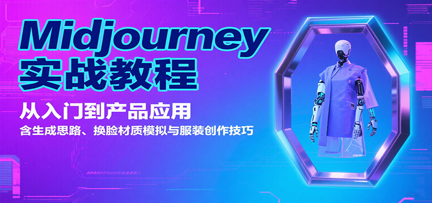 Midjourney实战教程：从入门到产品应用，含生成思路、换脸材质模拟与服装创作技巧-AI创作学习-提示词应用-短视频玩法超体AI酒吧