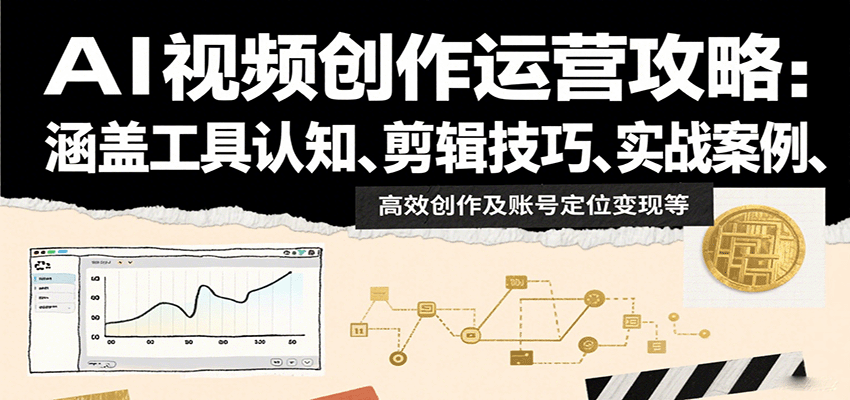 AI视频创作运营攻略：涵盖工具认知、剪辑技巧、实战案例、高效创作及账号定位变现等-AI创作学习-提示词应用-短视频玩法超体AI酒吧