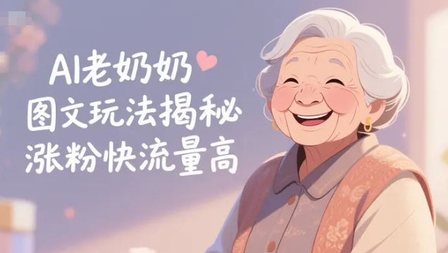 AI老奶奶图文玩法揭秘，涨粉快流量高，可快速起号变现-AI创作学习-提示词应用-短视频玩法超体AI酒吧